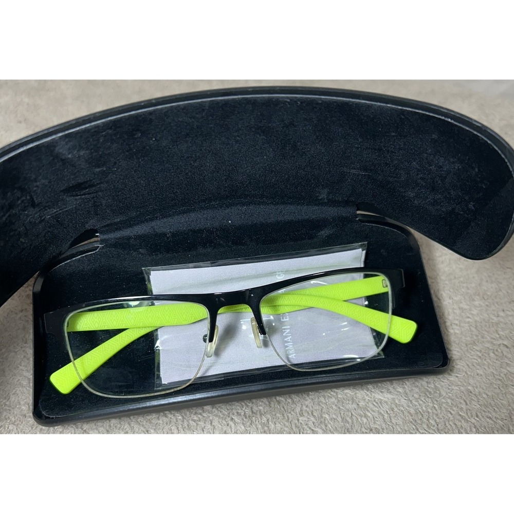 Armani Exchange A|X‎ Eyeglass Frames Only Black Green Half Rim W/case Size 54-19